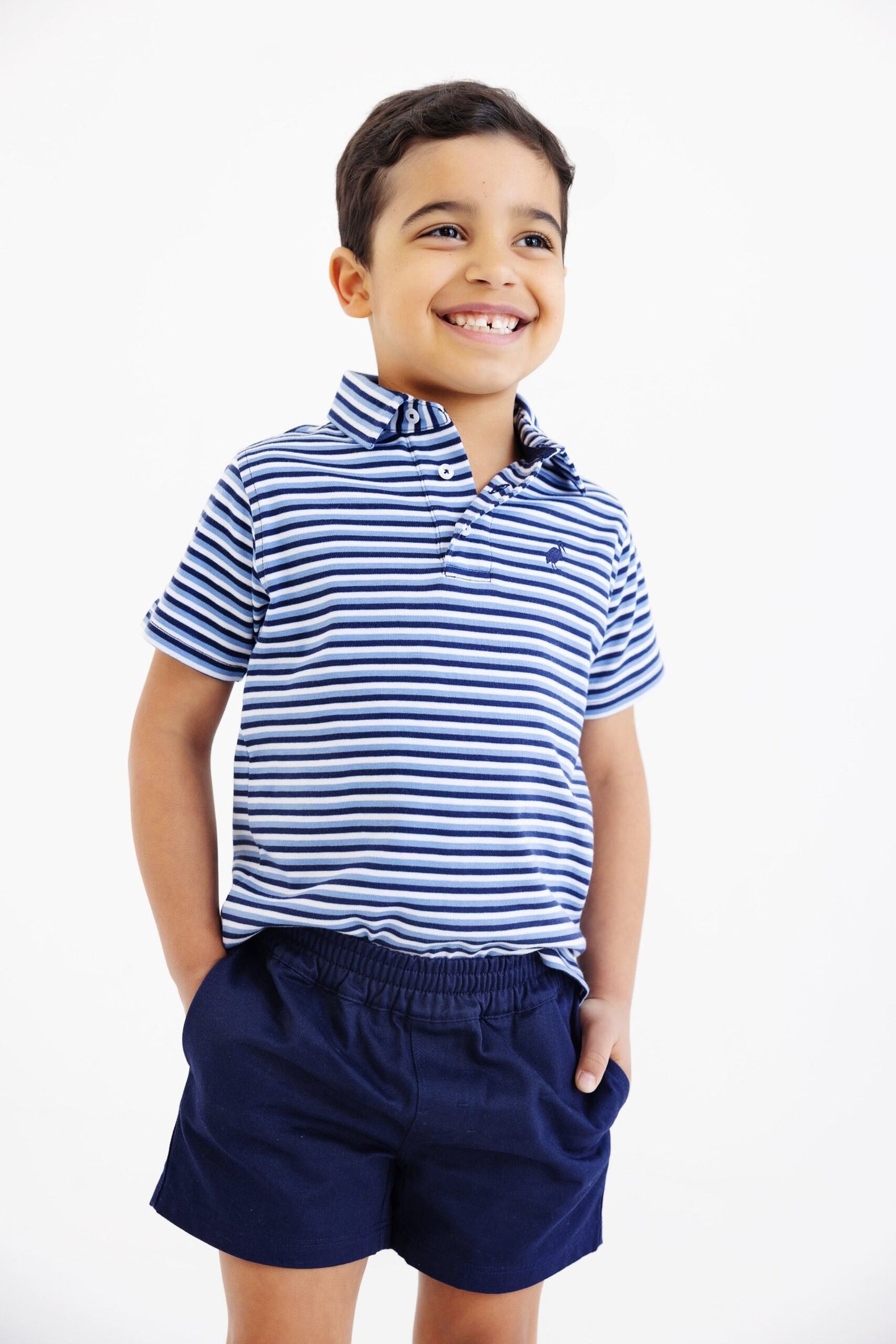Sumner County Stripe (Barbados Blue)/Nantucket Navy Prim and Proper Polo