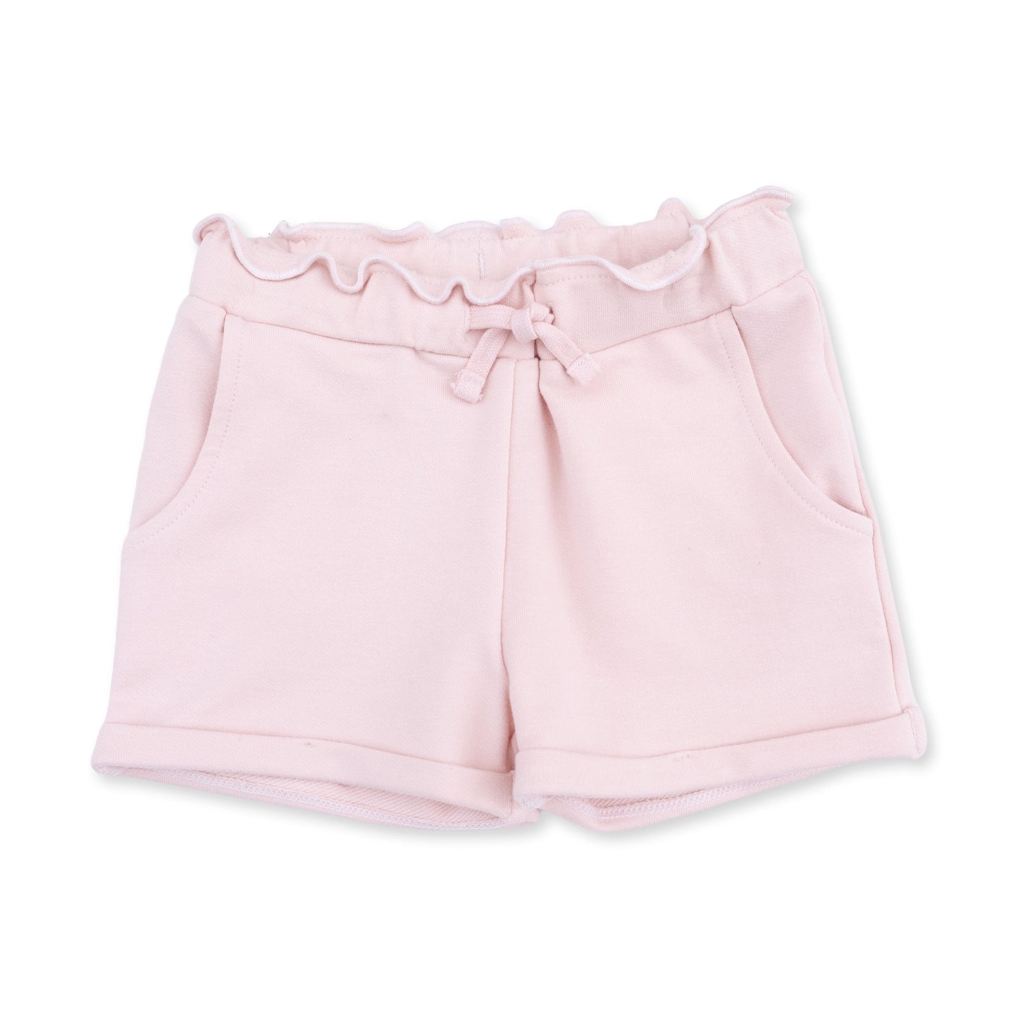 Solid Veiled Pink Paperbag Shorts