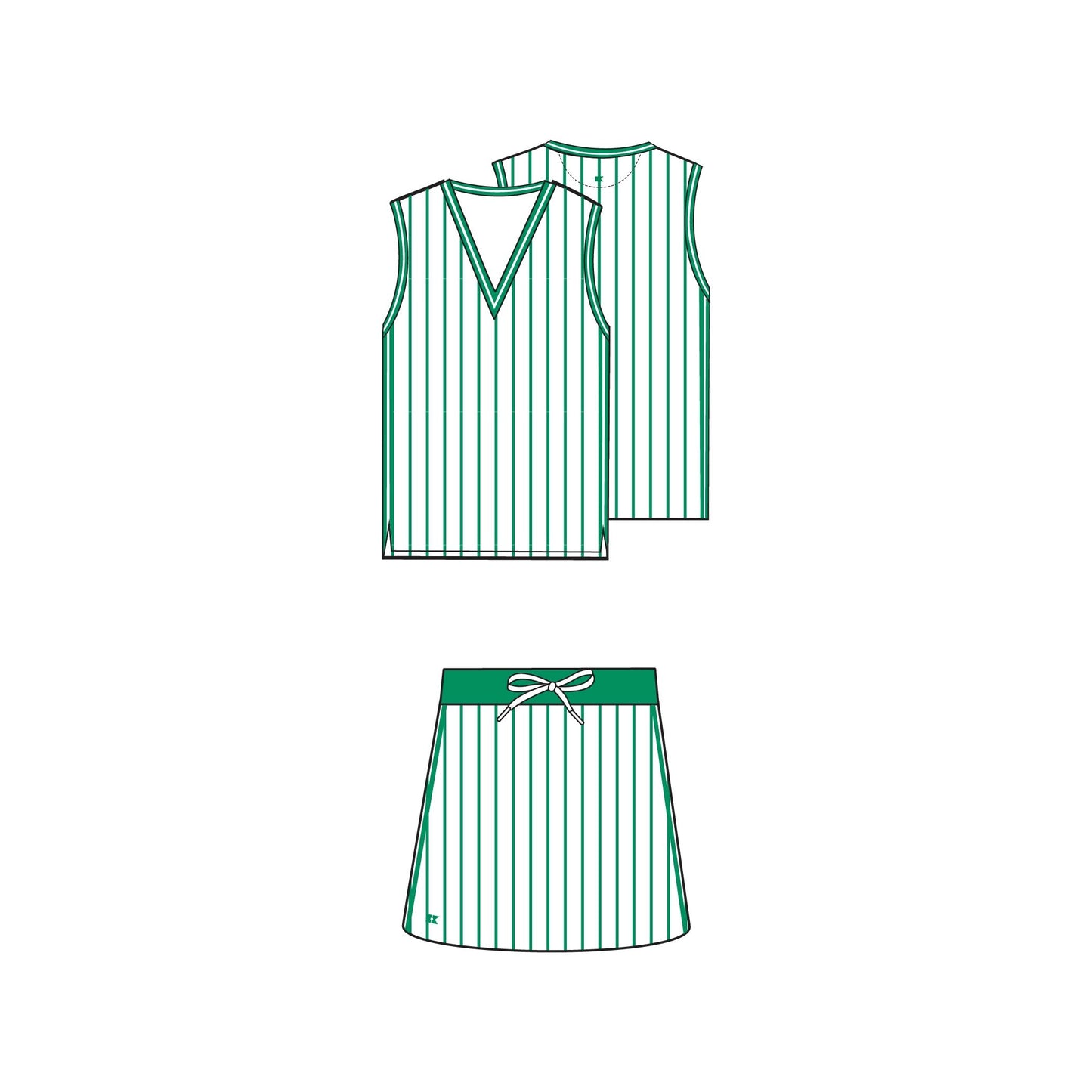 Kelly Green Stripe Power Play Skort
