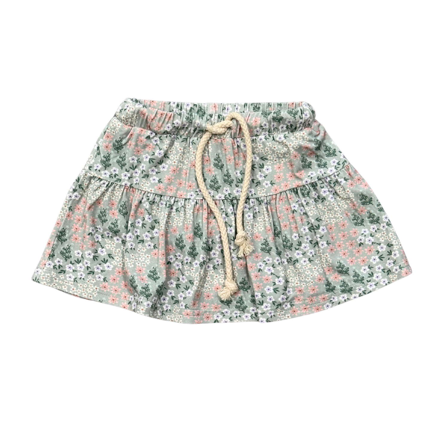 Aqua Gray Floral Skort